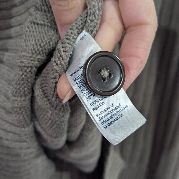 Tommy Hilfiger Collared Knit Cardigan Dark Beige Tan Size XL - Picture 4 of 6